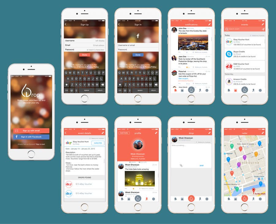 Kilpailutyö #11 kilpailussa                                                 Design an App Mockup for mobile social network
                                            