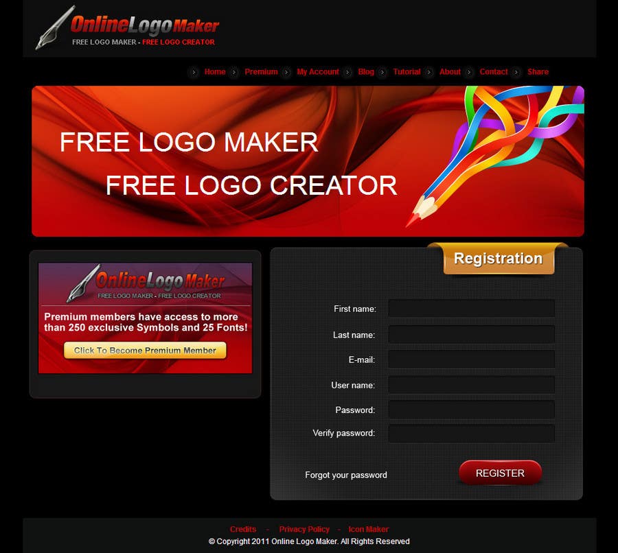 Participación en el concurso Nro.20 para                                                 Sign Up page for Online Logo Maker
                                            