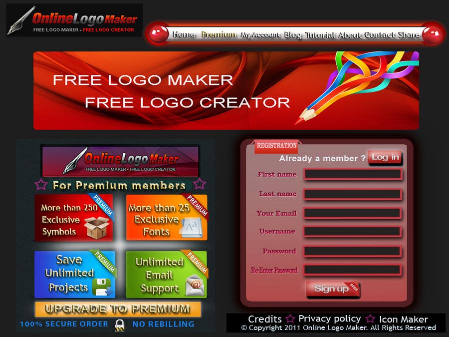 Natečajni vnos #27 za                                                 Sign Up page for Online Logo Maker
                                            