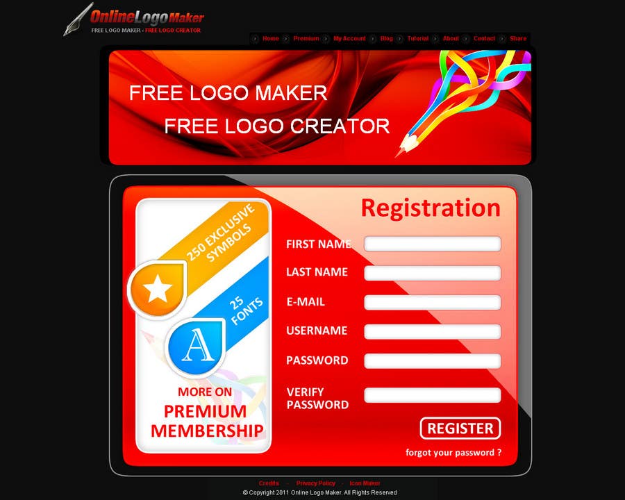 Contest Entry #40 for                                                 Sign Up page for Online Logo Maker
                                            