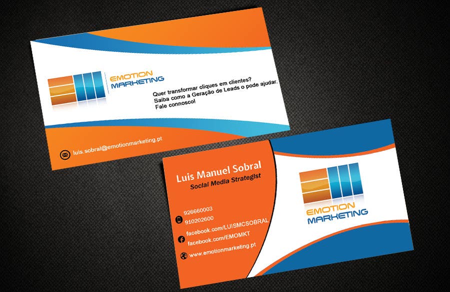 Penyertaan Peraduan #24 untuk                                                 Design a vertical (two sides)Business Card + horizontal Business Card (two sides) for Emotion Marketing
                                            