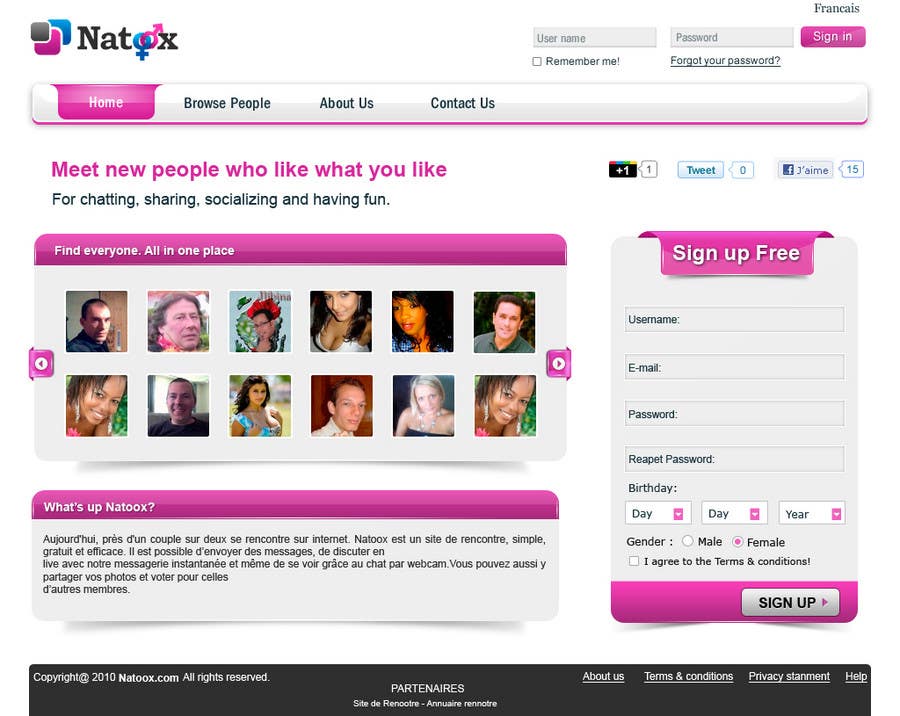 Natečajni vnos #19 za                                                 Graphic Design for a dating website homepage
                                            