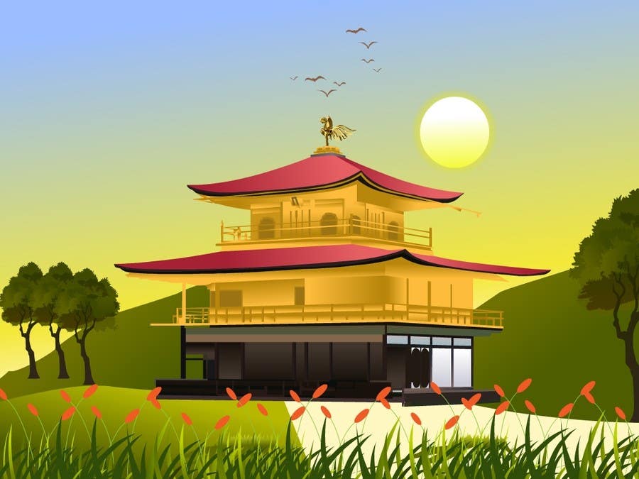 Kilpailutyö #23 kilpailussa                                                 Illustrate Something for Golden Pavillion Temple (Japan)
                                            