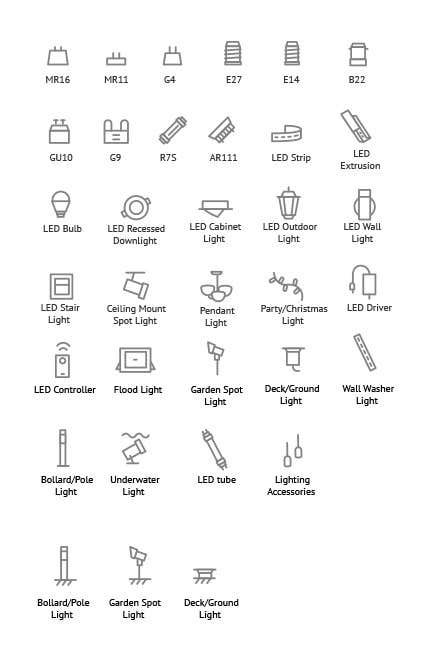 Konkurrenceindlæg #10 for                                                 Design some Icons for Different Lighting Types
                                            