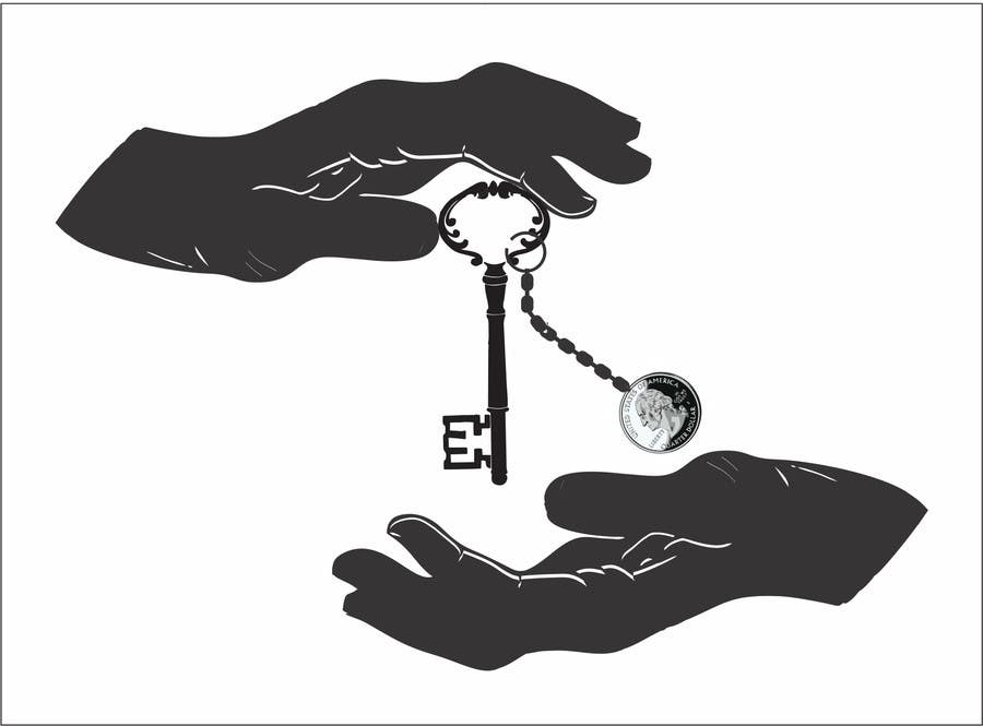 Proposition n°10 du concours                                                 Design a Logo: key being passed from one hand to another
                                            