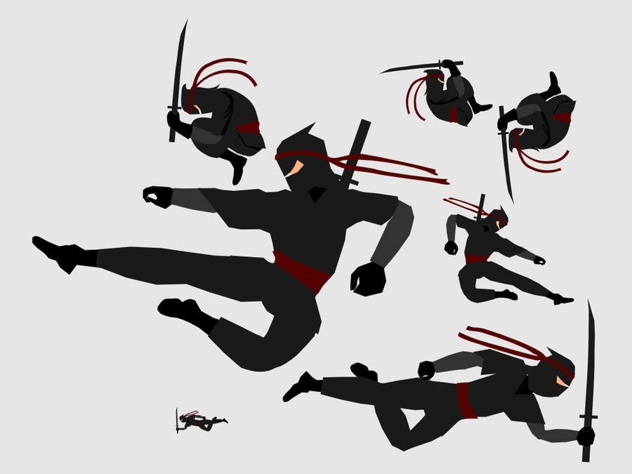 Proposition n°9 du concours                                                 Redesign ninja character and create 3 poses in vector
                                            