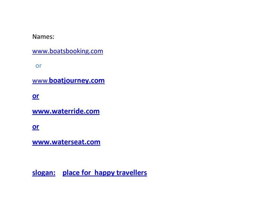Bài tham dự cuộc thi #498 cho                                                 Find a NAME for a boat booking website.
                                            