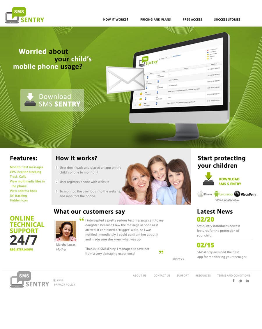 Penyertaan Peraduan #91 untuk                                                 Design a Website Mockup for SMSSentry.com
                                            