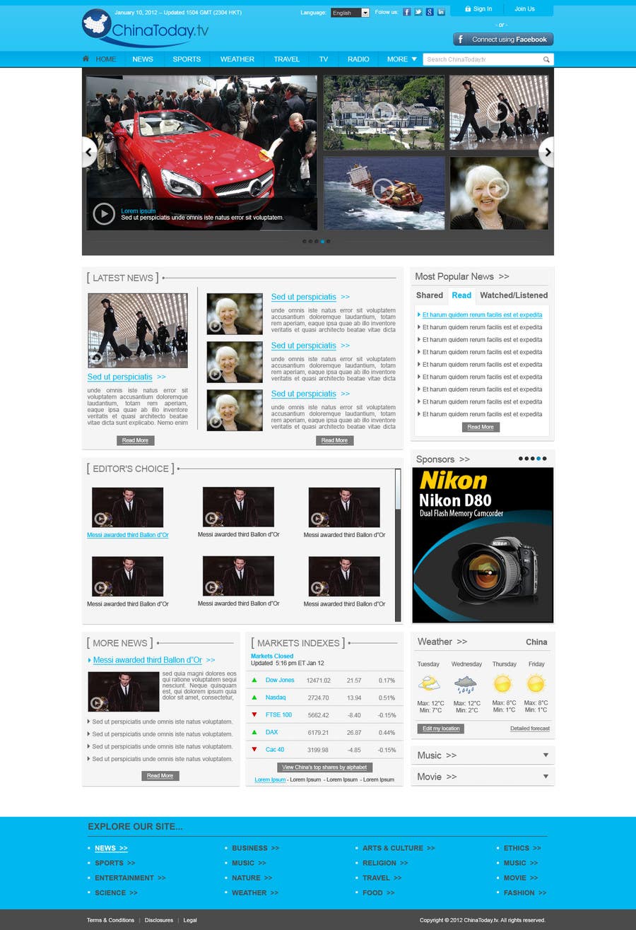 Kilpailutyö #39 kilpailussa                                                 Website Design for TodayChina.TV
                                            