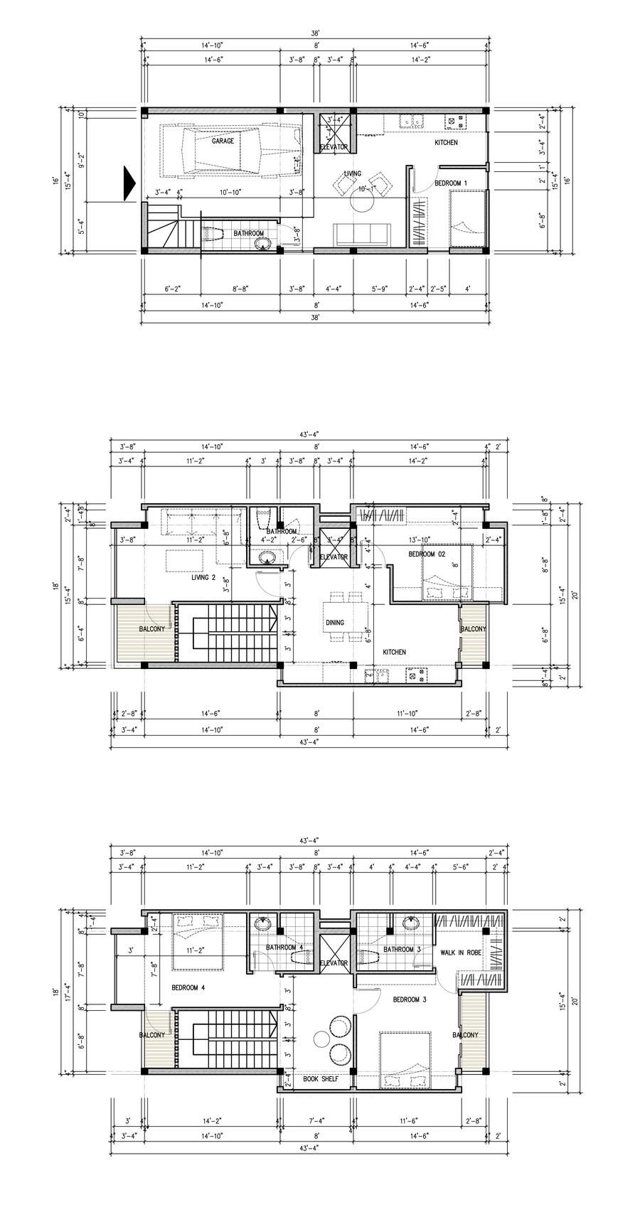 Proposta in Concorso #41 per                                                 House Plan for a small space: Ground Floor + 2 floors
                                            