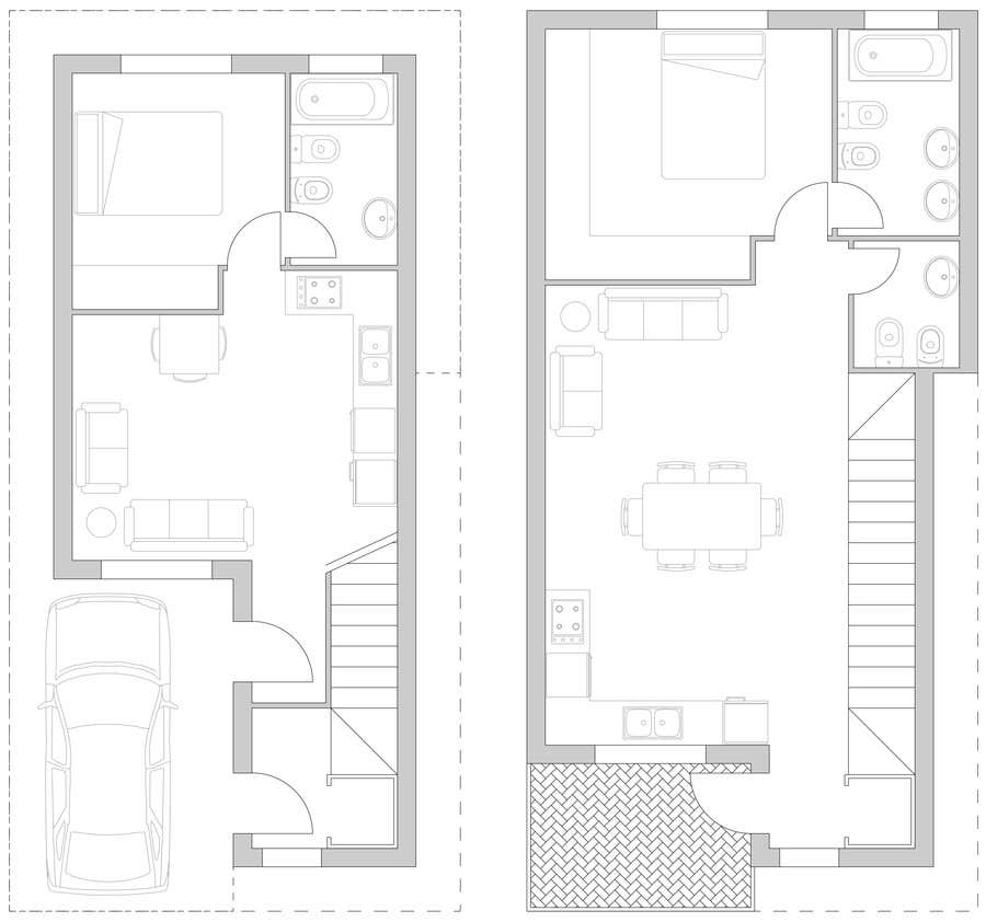 Proposta in Concorso #12 per                                                 House Plan for a small space: Ground Floor + 2 floors
                                            