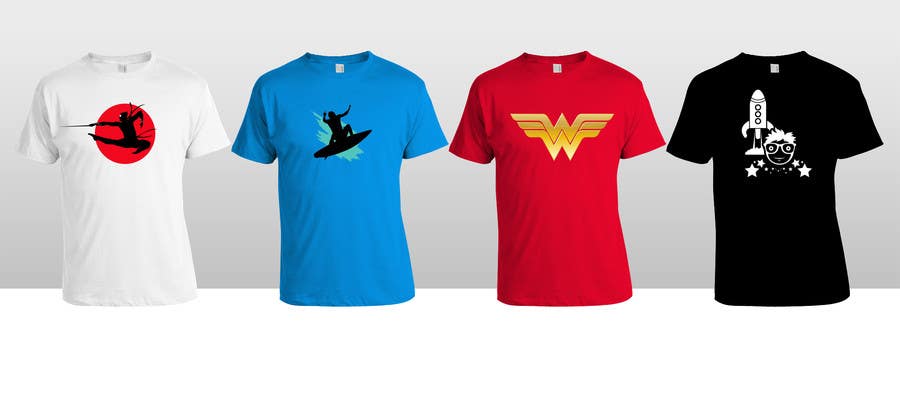 Proposition n°7 du concours                                                 Design four T-Shirts in super-hero theme
                                            
