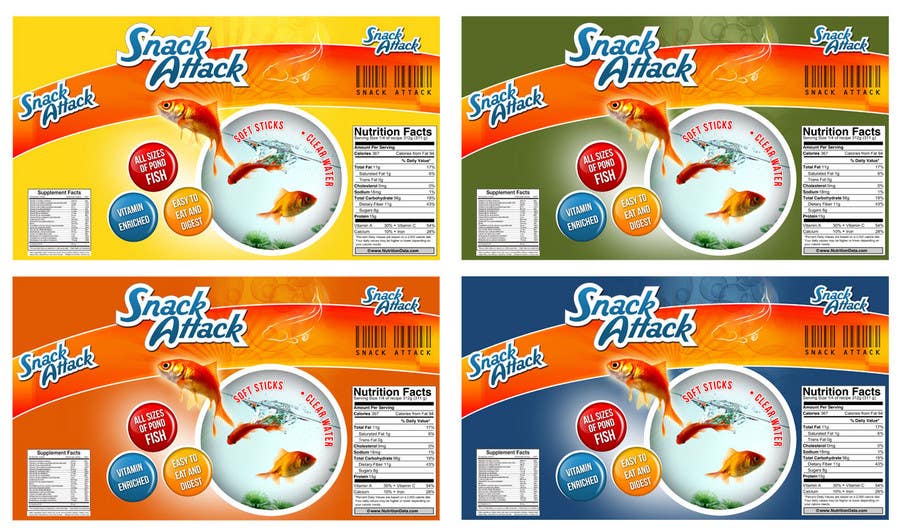 Proposition n°8 du concours                                                 Label Design for Snack Attack - A new Fishfood label
                                            