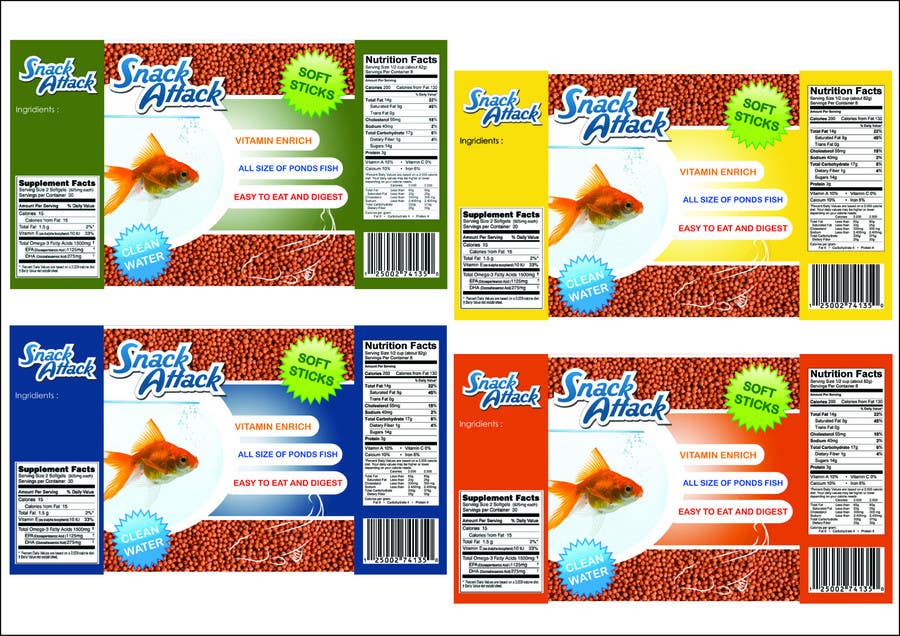 Proposition n°14 du concours                                                 Label Design for Snack Attack - A new Fishfood label
                                            