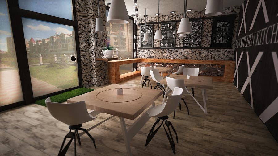 Participación en el concurso Nro.5 para                                                 3D MAX render for a small fast food restaurant layout
                                            