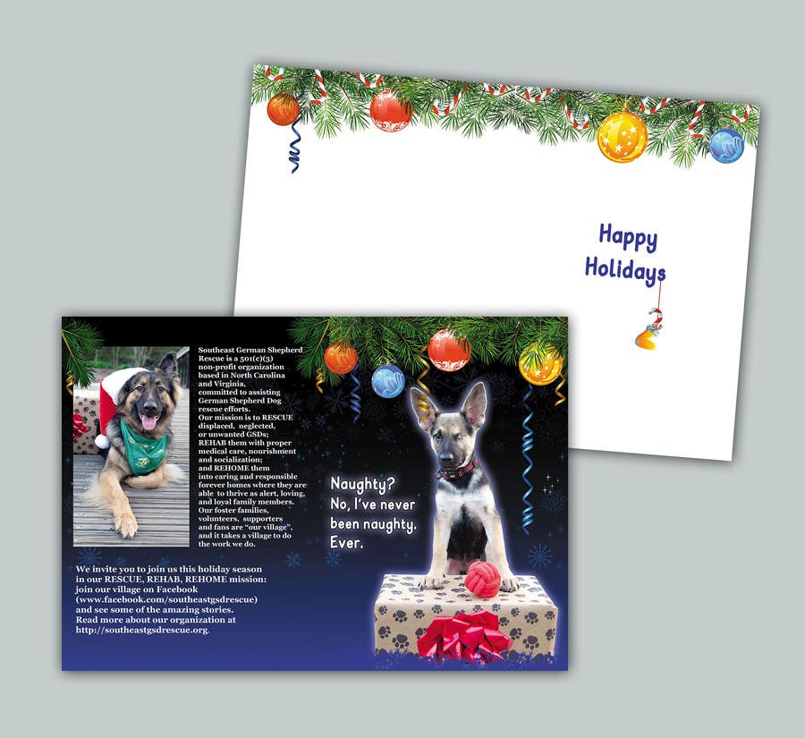 Kandidatura #13për                                                 Design a 5x7 Christmas Card for Southeast German Shepherd Rescue
                                            