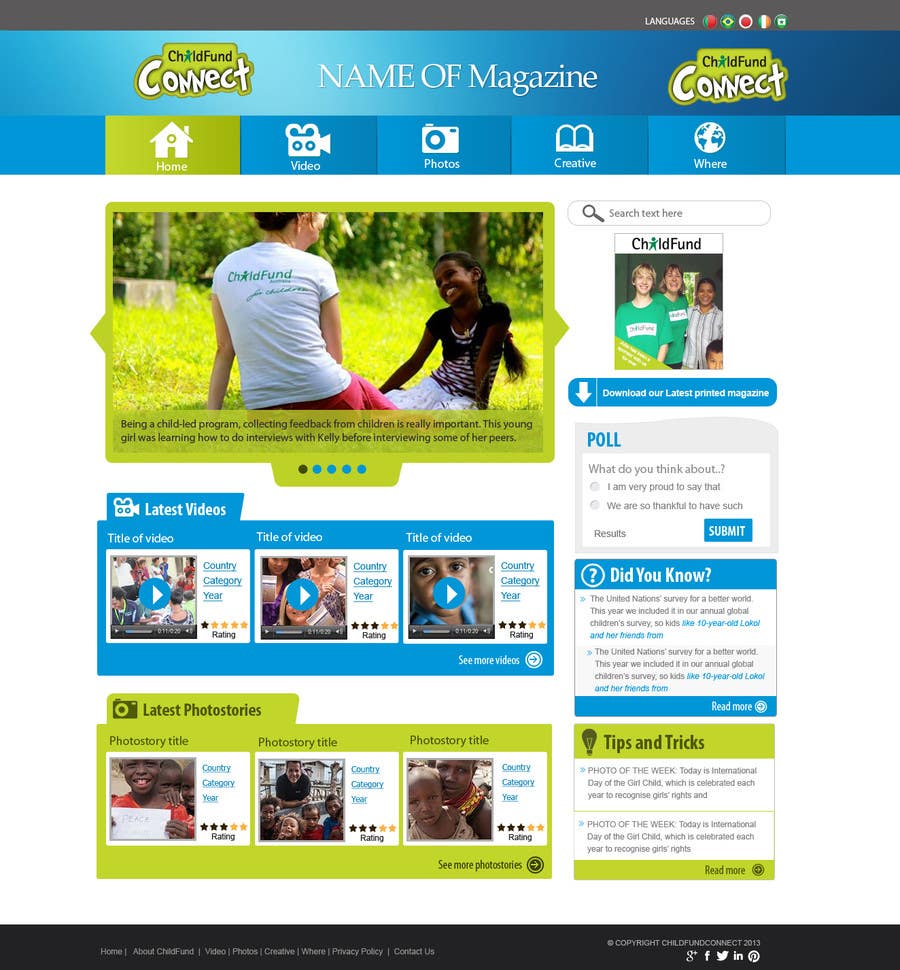 Proposition n°3 du concours                                                 Design a Website Mockup for educational online magazine for children
                                            