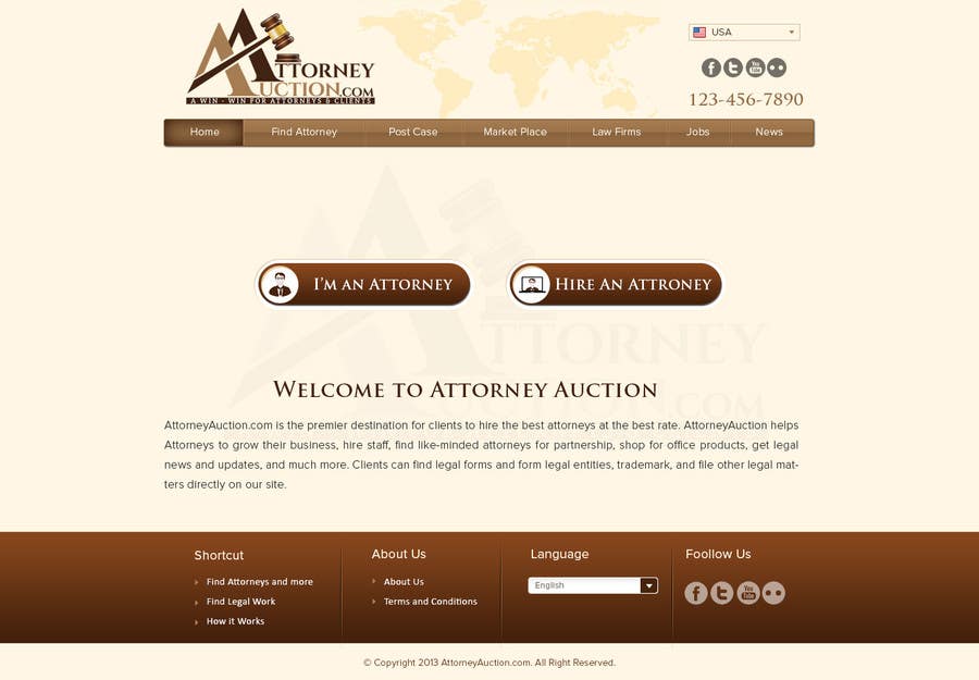 Penyertaan Peraduan #27 untuk                                                 Design a Website Mockup for AttorneyAuction.com
                                            