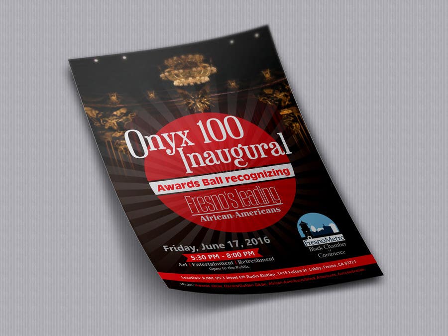 Kilpailutyö #11 kilpailussa                                                 Design a Flyer- Onyx 100 Honoree Reception
                                            