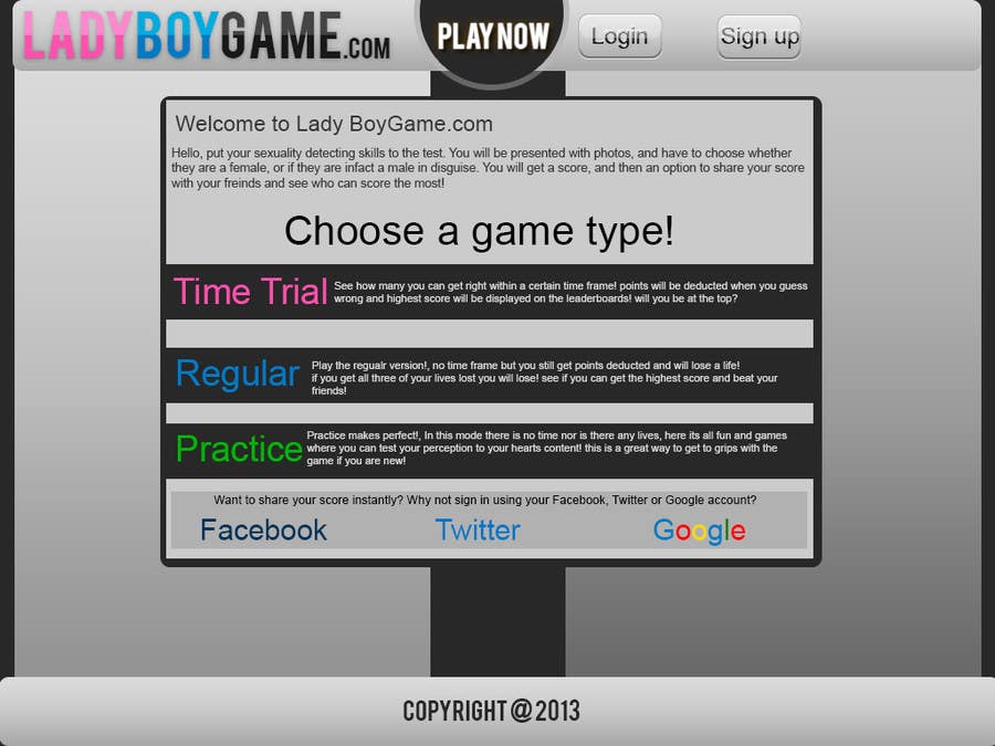 Participación en el concurso Nro.10 para                                                 Design a Website Mockup for domain Ladyboygame.com
                                            