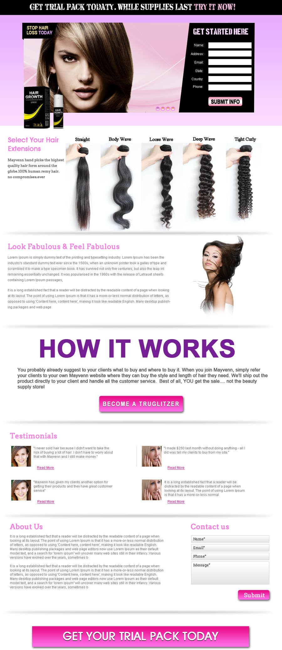 Inscrição nº 9 do Concurso para                                                 Design a Website Mockup for Hair Extension business
                                            