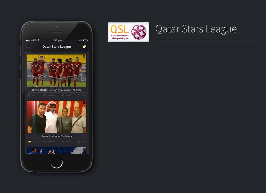 Kilpailutyö #2 kilpailussa                                                 Design an App Mockup Football League app
                                            