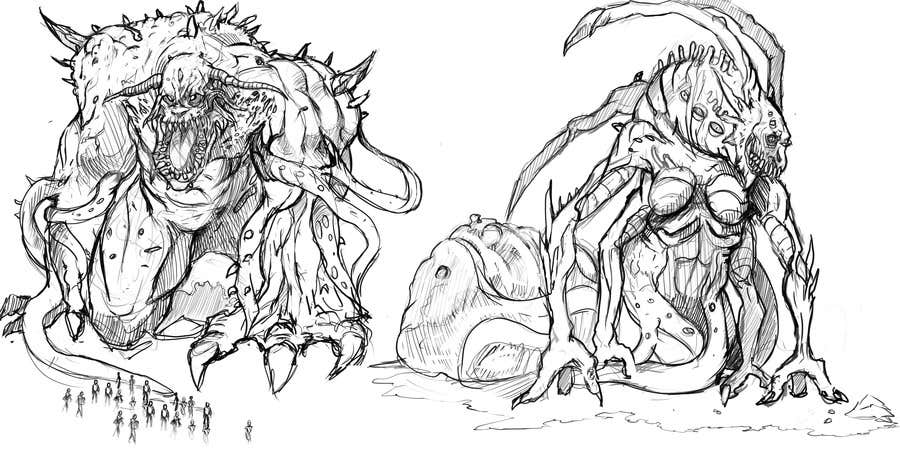 Bài tham dự cuộc thi #18 cho                                                 QUICK Sketch of 2 Fantasy Monsters. Just Sketch. Quick Easy and Fun
                                            
