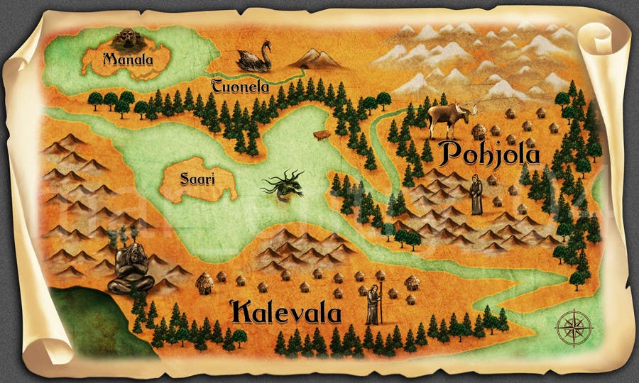 Natečajni vnos #19 za                                                 FUN JOB: Illustrate a map for a Fantasy game based in old mythology
                                            