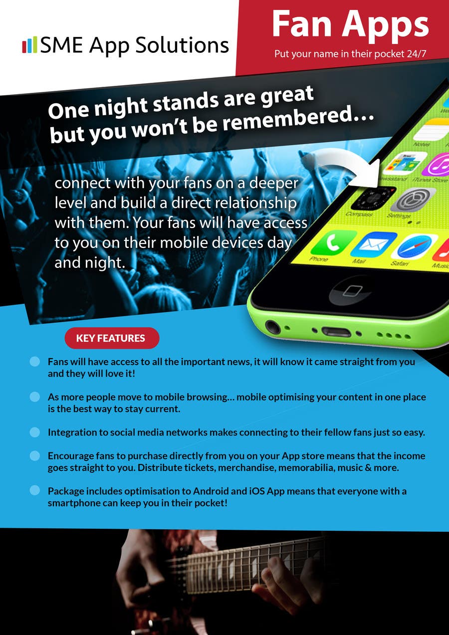 Kilpailutyö #8 kilpailussa                                                 Fact sheet/flyer for a Fan Smartphone App
                                            