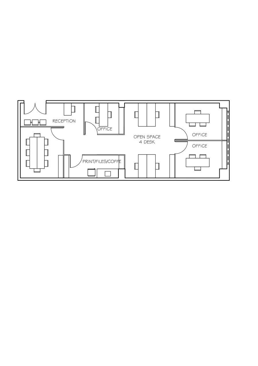 Kilpailutyö #22 kilpailussa                                                 Office floor plan and furniture layout
                                            