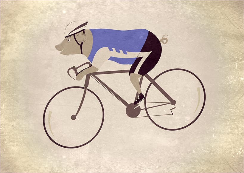 Proposition n°26 du concours                                                 Character illustration for a bicycle ride
                                            