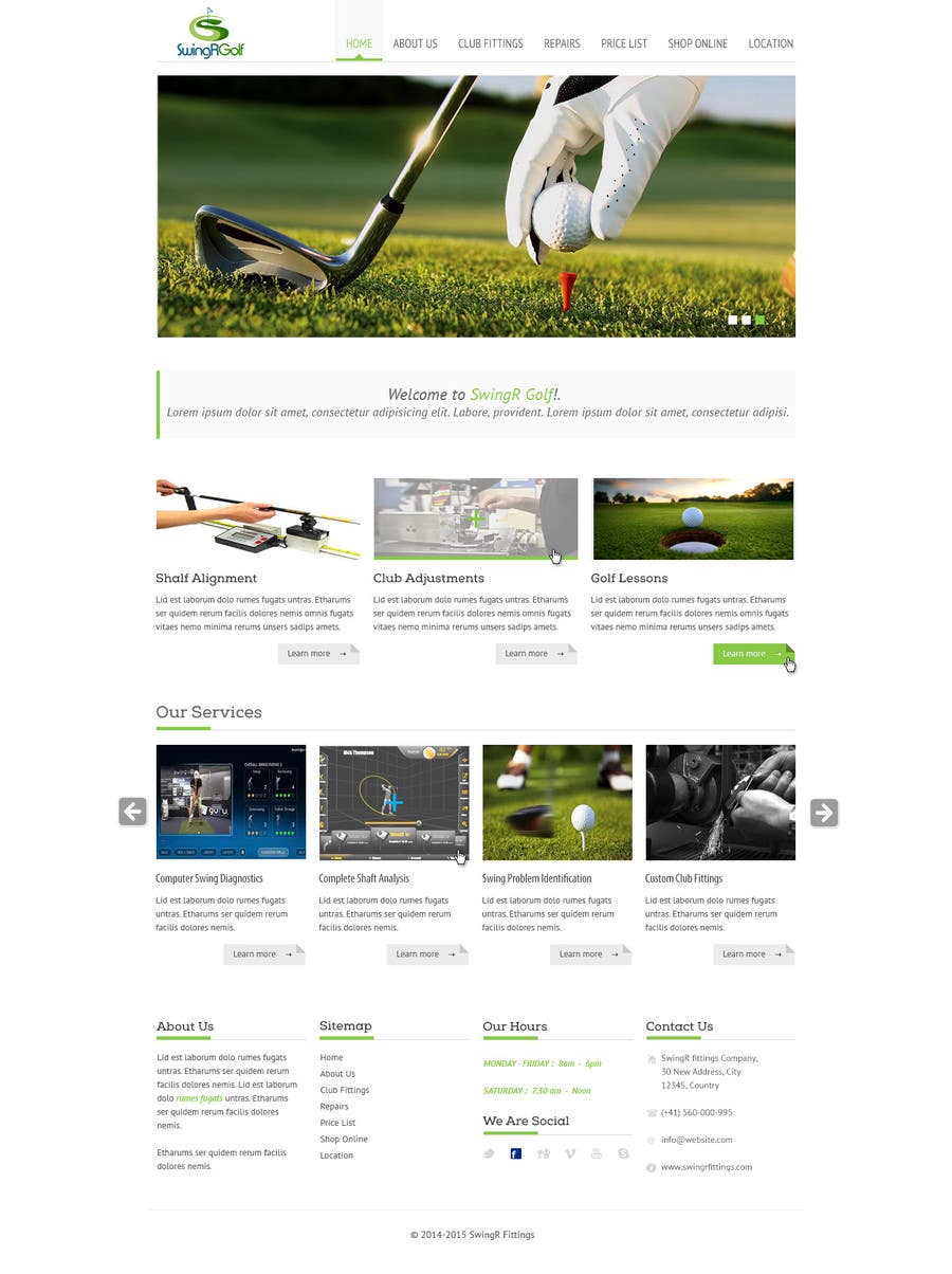 Proposition n°5 du concours                                                 Design a Website Mockup for swingR golf
                                            