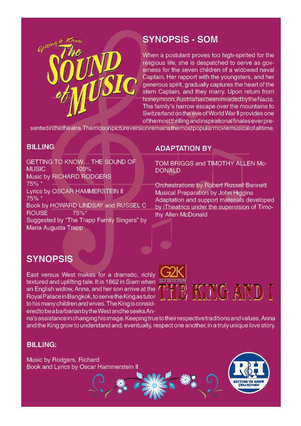 Proposition n°4 du concours                                                 Design a Brochure for our G2K Musicals
                                            