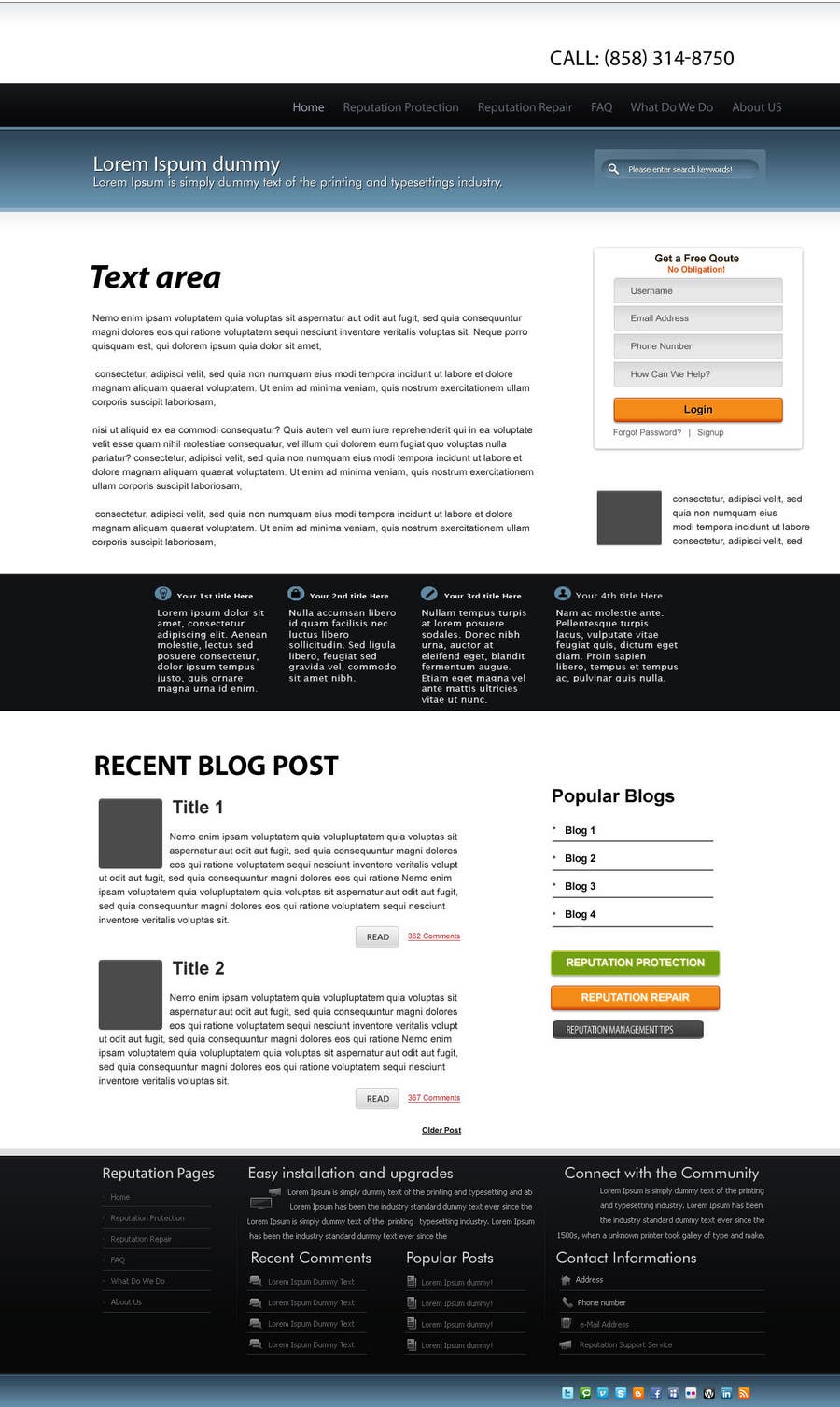 Bài tham dự cuộc thi #35 cho                                                 Wordpress Theme Design for Reputation management website
                                            