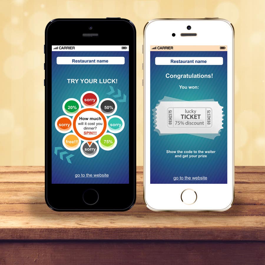 Bài tham dự cuộc thi #20 cho                                                 Design an App Mockup for a Restaurant discount lottery system
                                            