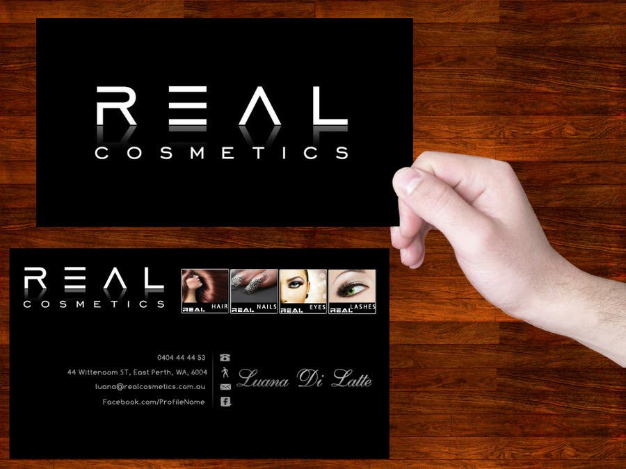 Entri Kontes #103 untuk                                                Business Card Design for Real Cosmetics
                                            