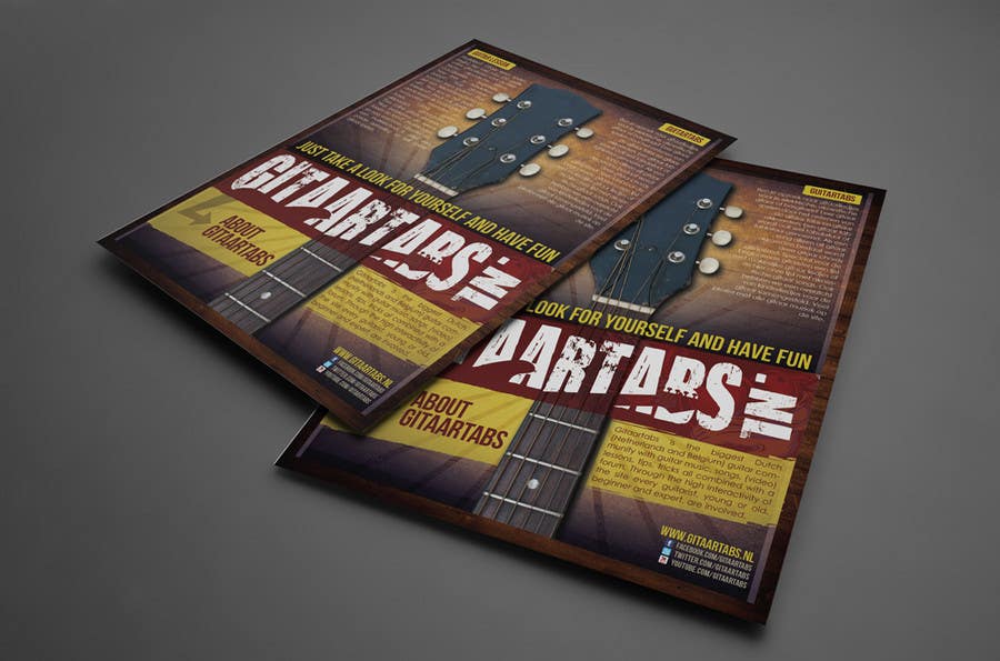 Intrarea #9 pentru concursul „                                                Flyer Design for Gitaartabs.nl an online guitar community with pro vido lesson and songs
                                            ”