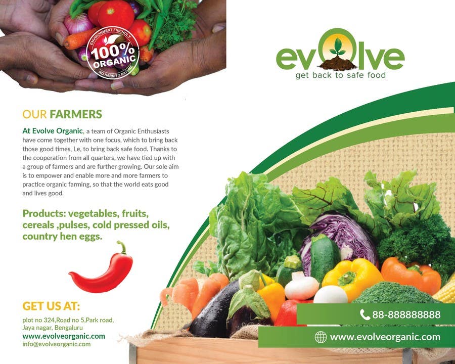 ผลงานการประกวด #10 สำหรับ                                                 brochure design for organic vegetables and fruits
                                            