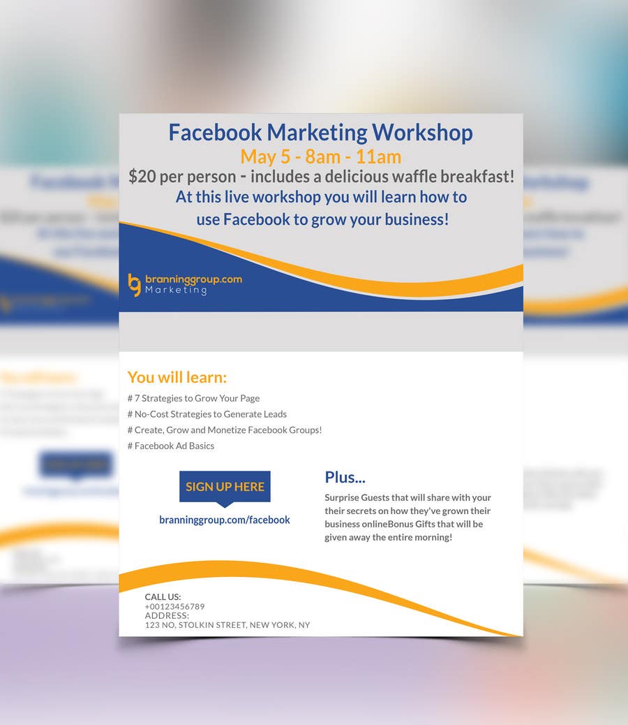 Συμμετοχή Διαγωνισμού #22 για                                                 Design a Flyer for Facebook Marketing Workshop
                                            
