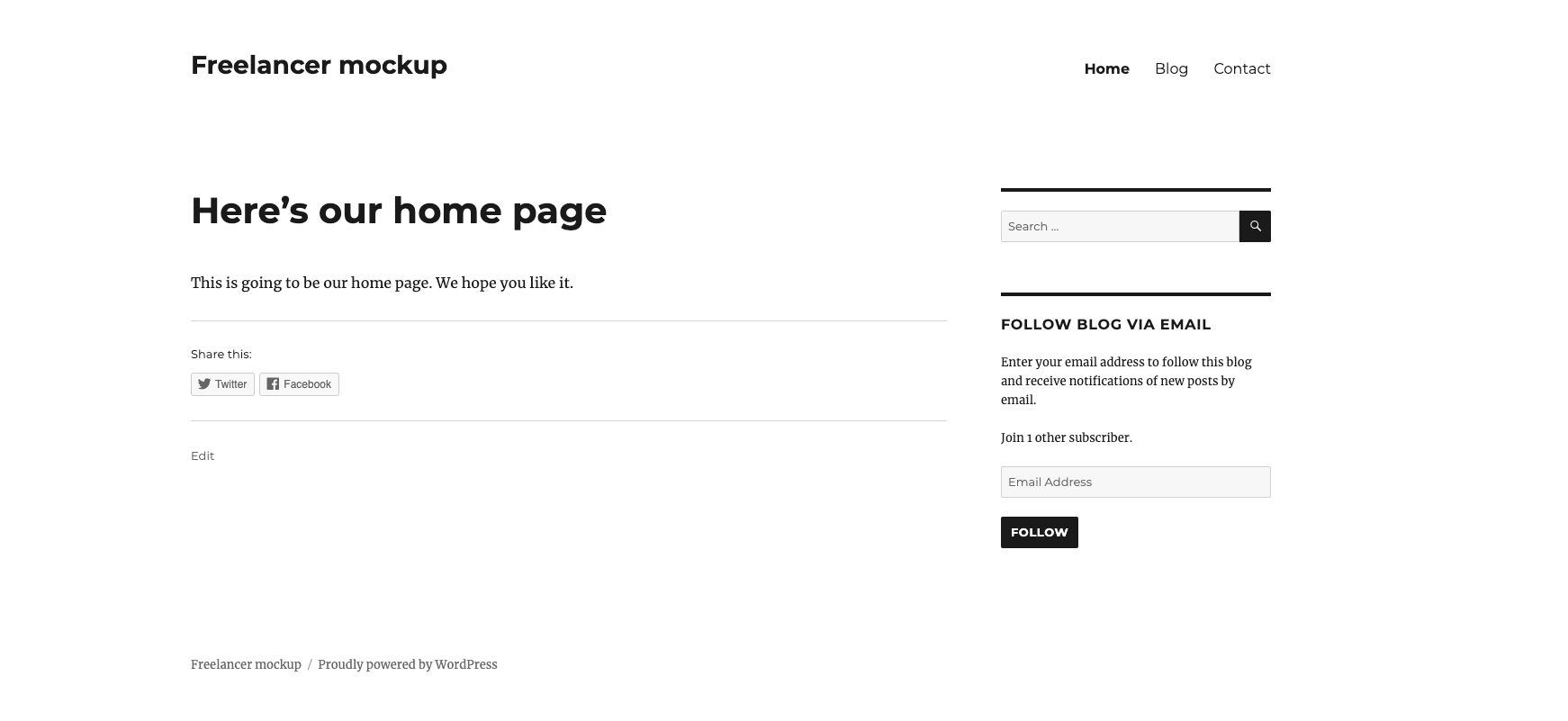 wordpress homepage example