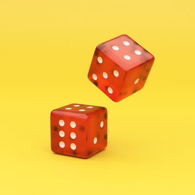 Red Dice on Yellow Background